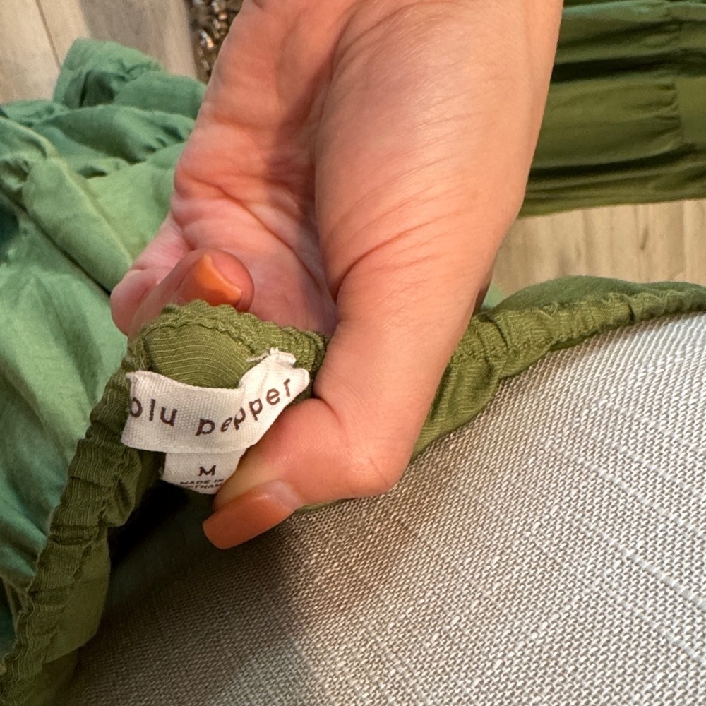 Blu Pepper Olive Green Tiered Midi Dress - Picture 5 of 8